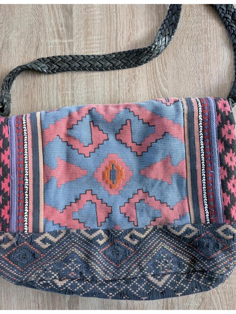 Free People Red and Blue Embroidered Boho Crossbody Bag - Picture 6 of 8